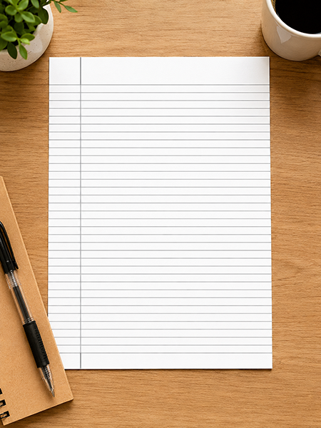 lined paper with a margin