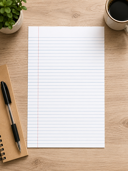 lined paper with a margin