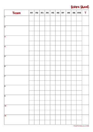 Quiz Score Sheet Preview