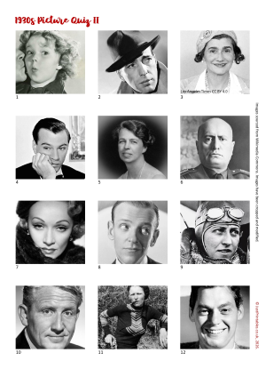 1930s Picture Quiz Sheet Preview