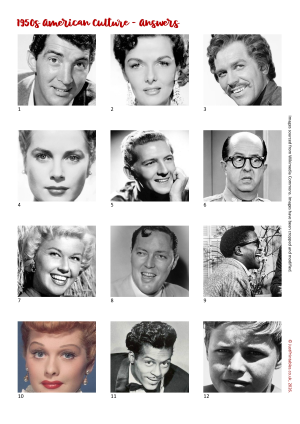 1950s Picture Quiz Sheet Preview