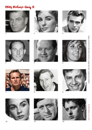 1950s Picture Quiz Sheet Preview