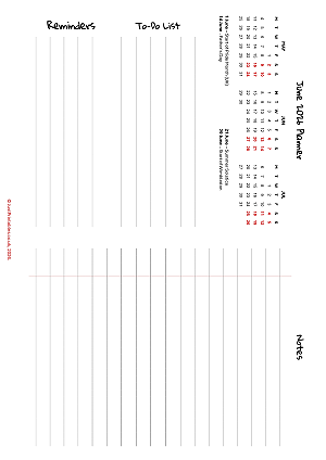 June planner with calendar and to-do-list and notes