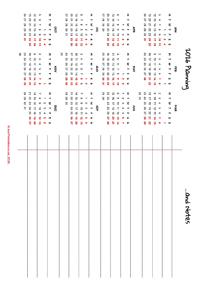 Printable calendar and notes page preview