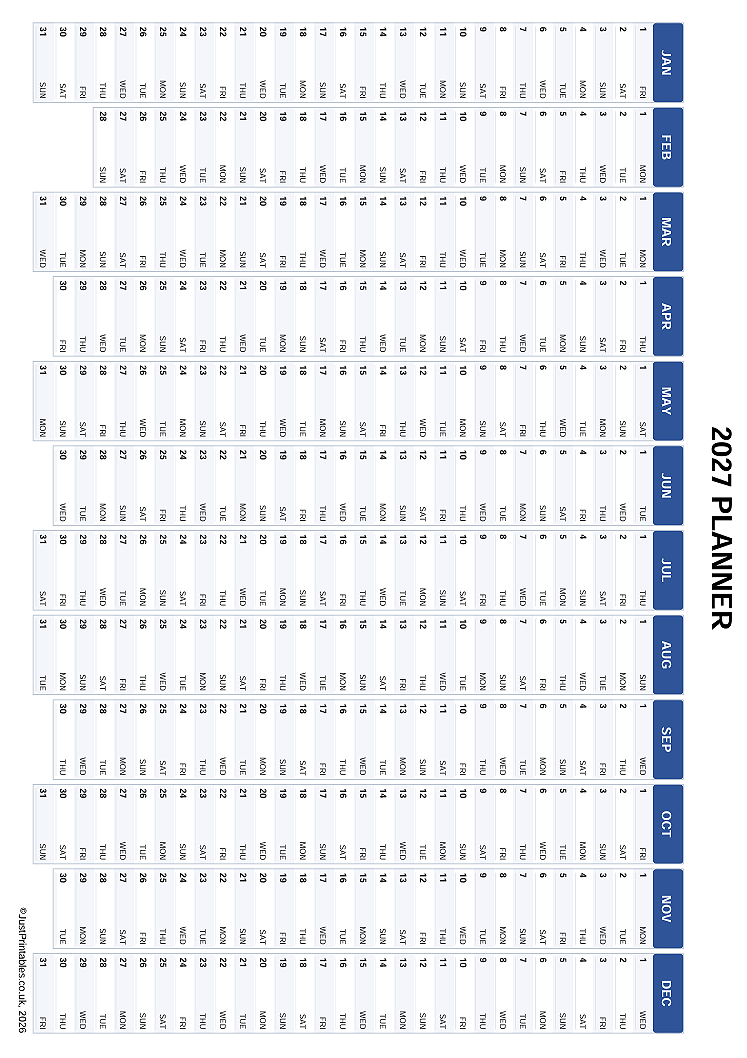 A4 2027 planner