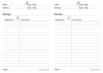 A5 Recipe Sheets