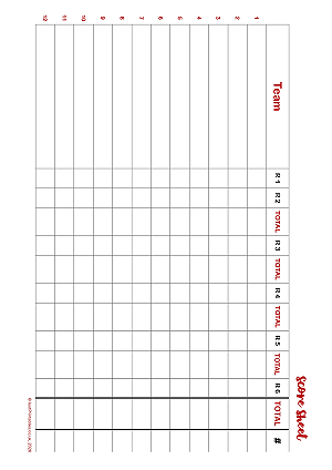 Printable Score Sheet Preview