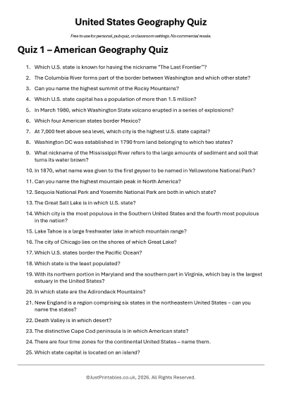 World Geography Quiz Preview