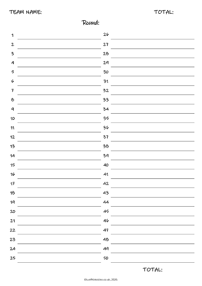 Printable Picture Quiz Sheet Preview