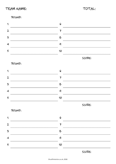 Quiz Answer Sheet Preview