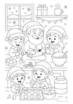 Baking christmas colouring page preview
