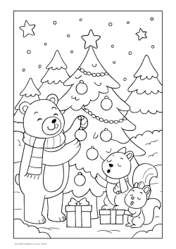Bears enjoying christmas colouring preview