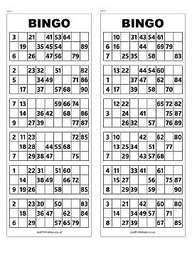 Bingo Ticket Sheet Page