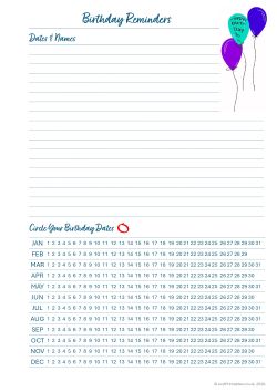 Bithday reminder preview