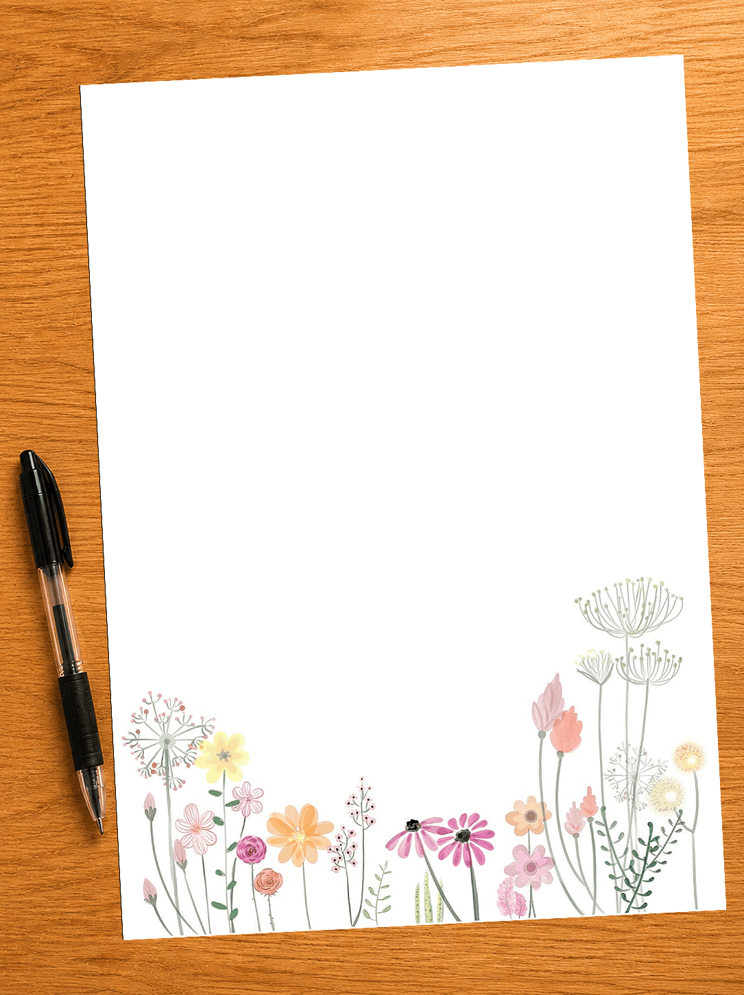 Writing paper with meadow flowers