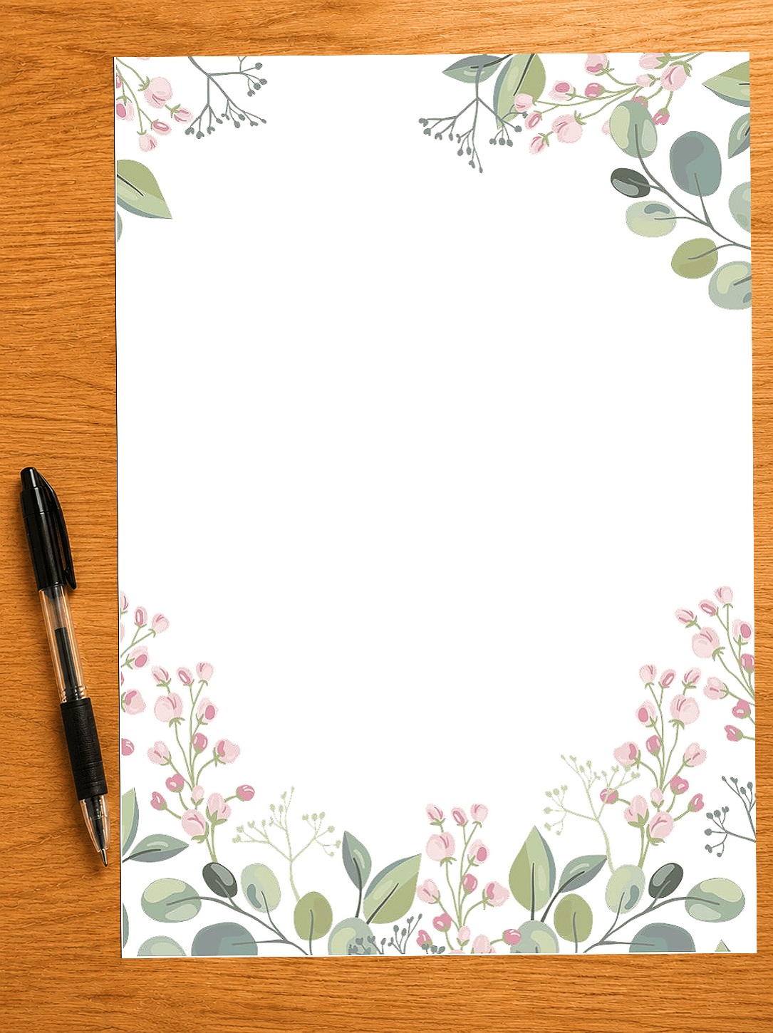 Writing paper with foliage