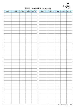 Blood pressure log preview