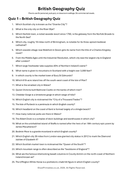 World Geography Quiz Preview