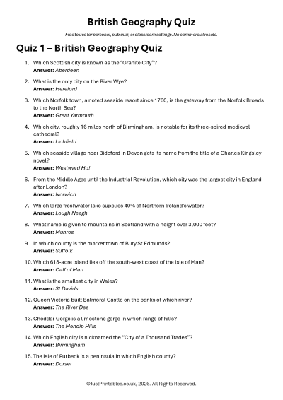 World Geography Quiz Preview