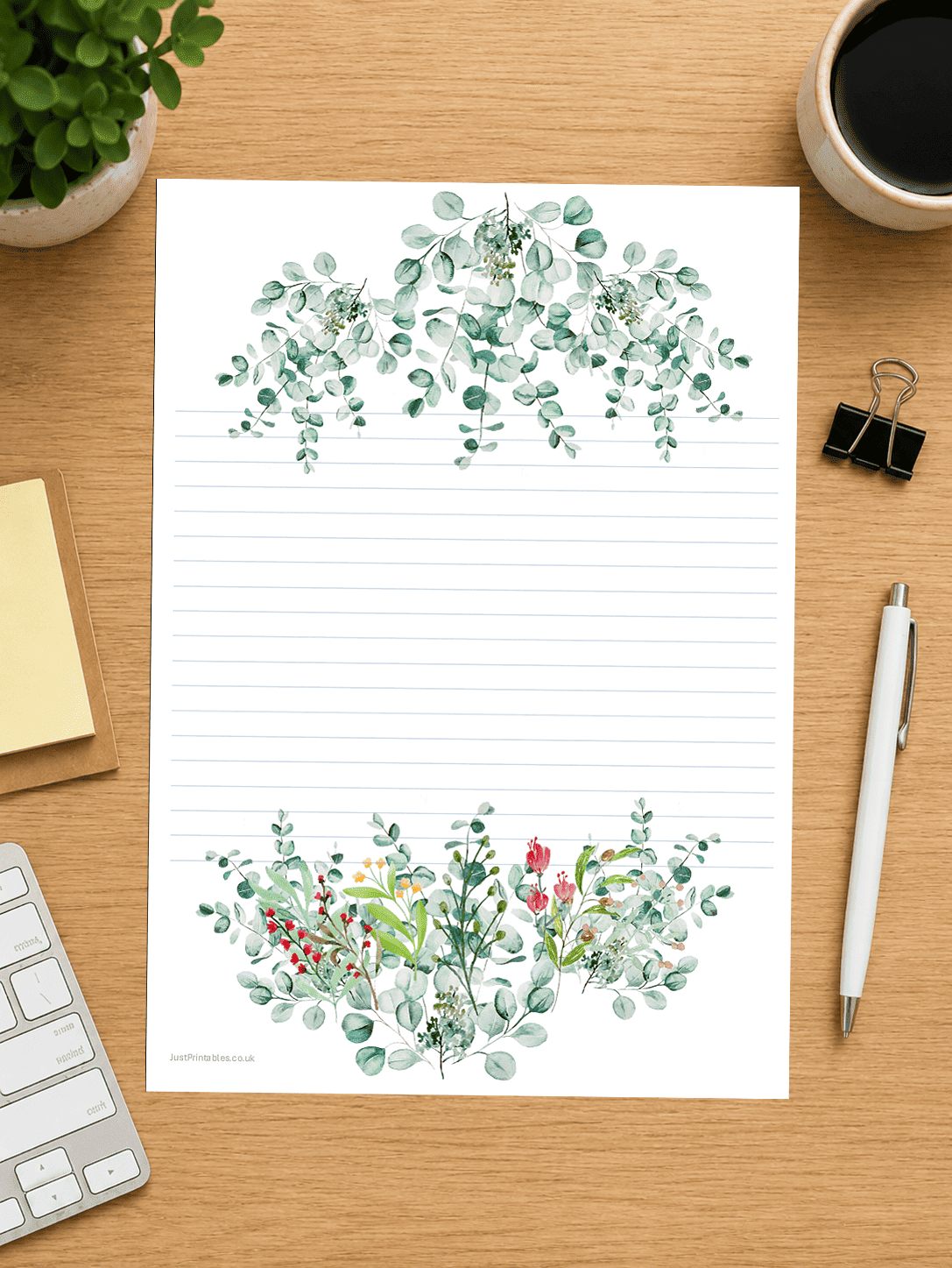 lined paper with poppy flower