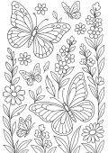 Butterflies in the garden colouring page preview