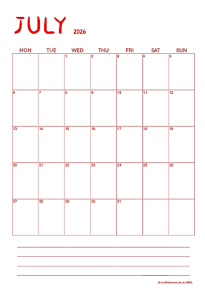 Printable onpage to view calendar preview