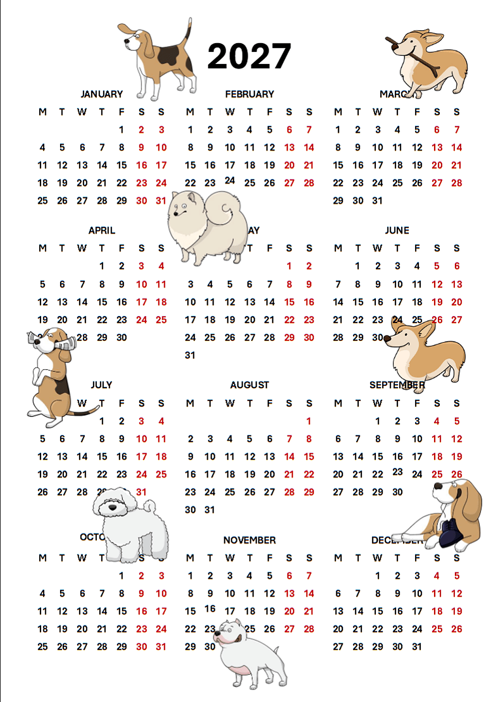 2027 dog calendar