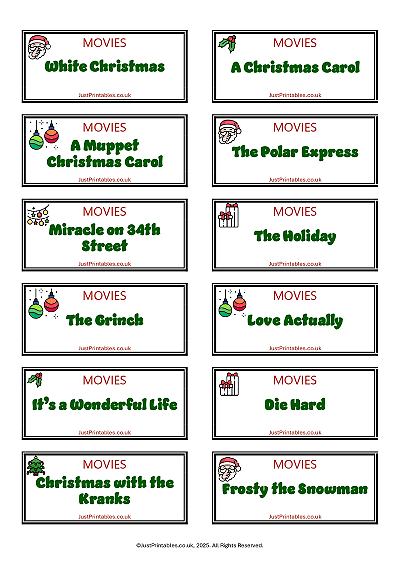 Free Printable Christmas Charades