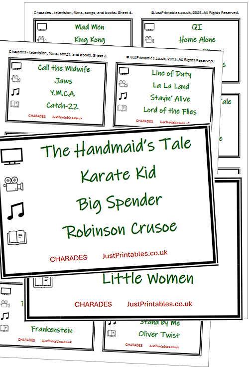 Free Printable Christmas Charades Cards Set 1