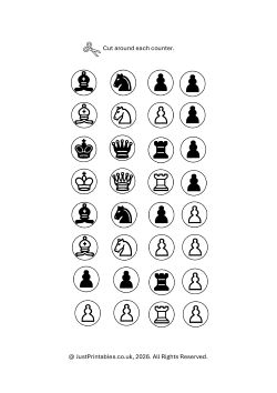 Printable chessboard pieces preview
