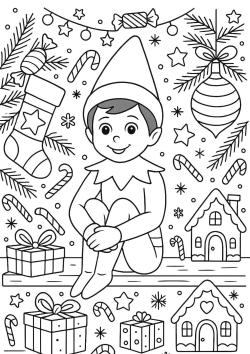 Christmas elf colouring preview