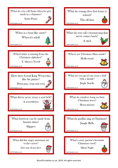Preview of Family Christmas Cracker Jokes Sheet 1