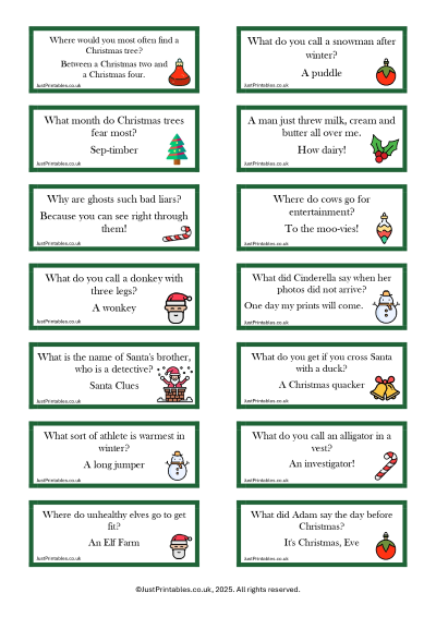 Preview of Family Christmas Cracker Jokes Sheet 2