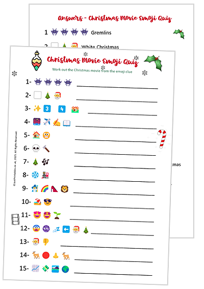 Free Printable Christmas Film Emoji Quiz Game with Answers UK