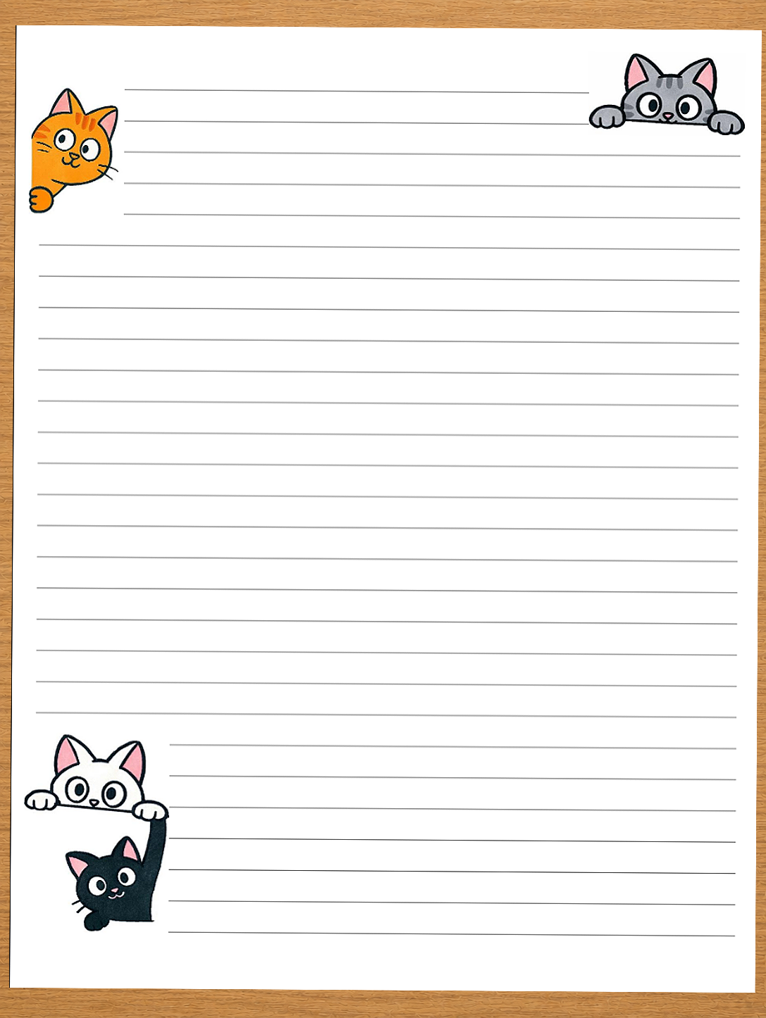 lined paper with cats