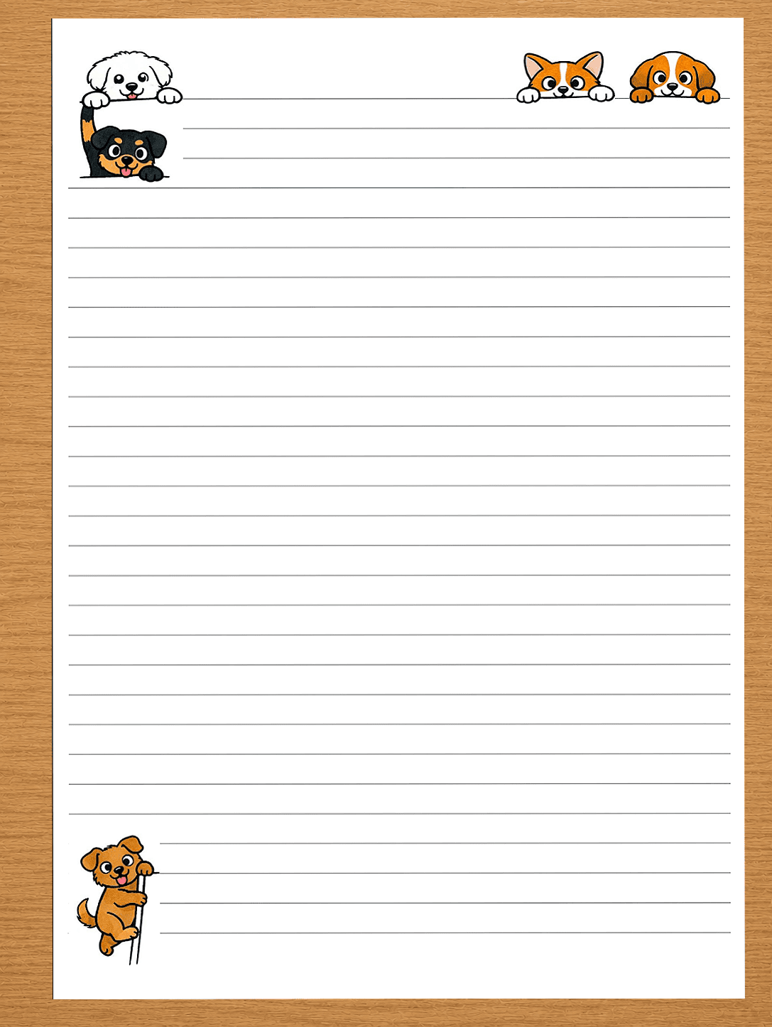 lined paper with dogs
