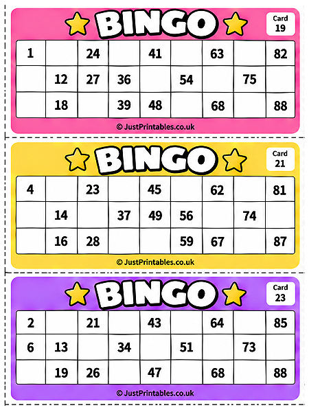 Free printable UK bingo cards