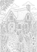 Country Cottage Colouring Page Preview