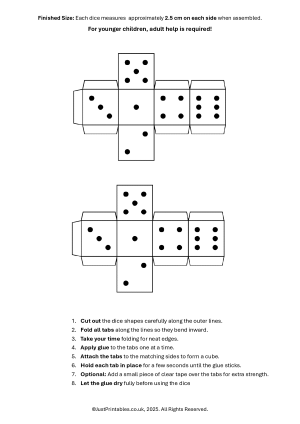Free Printable Dice Preview