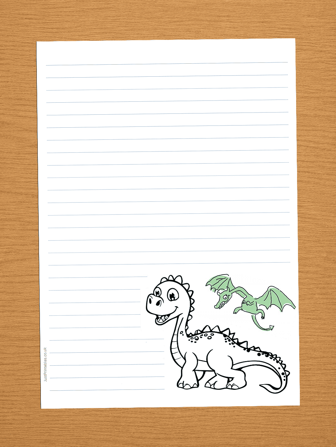 lined paper with floral footer and header