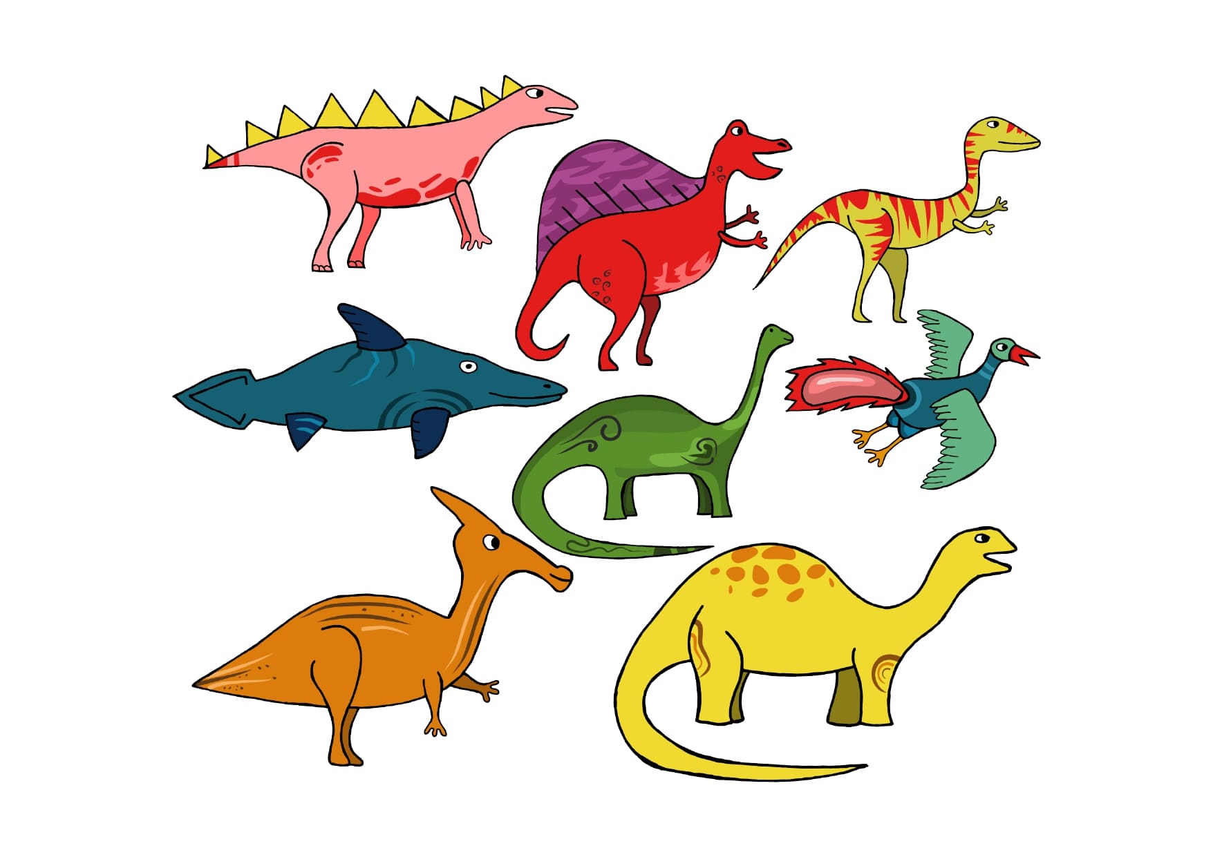 Dinosaurccolouredcdrawings preview