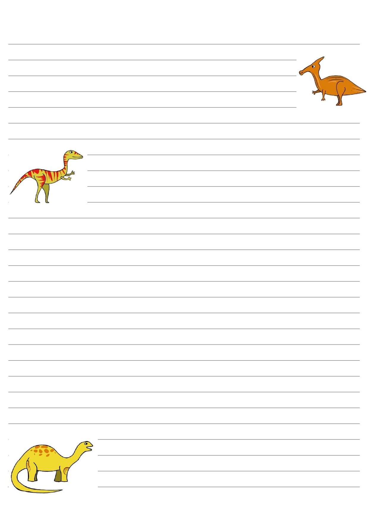Dinsoaurs lined paper preview