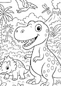 Busy dinosaur scene