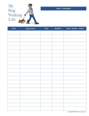 Dog walking log preview