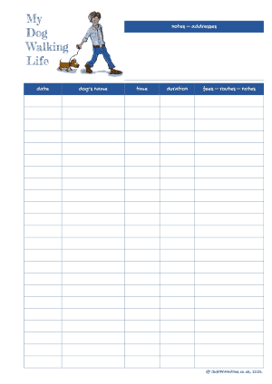 Dog walking log preview