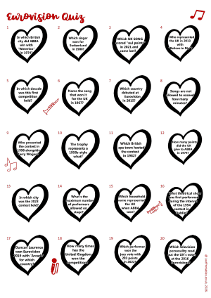 Eurovision Handout Quiz Preview