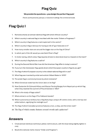 Preview of printable flag quiz