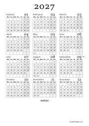 2027 calendar preview