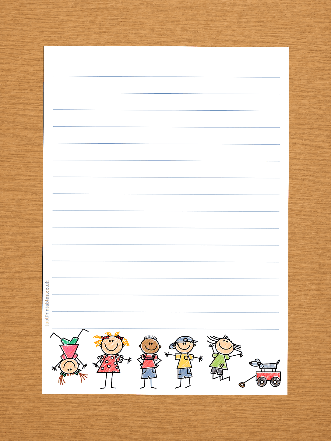 lined paper with fun kids