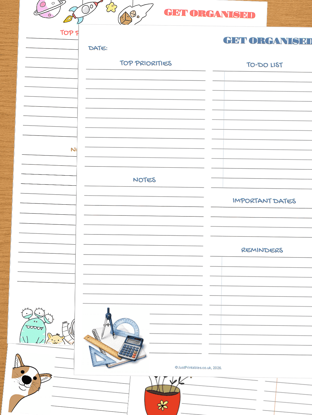 Get organised planner sheets